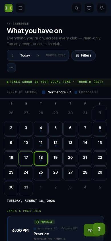 Calendrier familial sur un téléphone