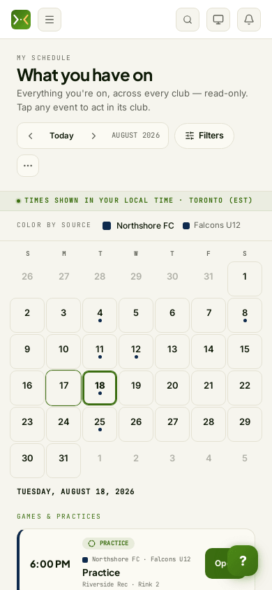 Calendrier familial sur un téléphone